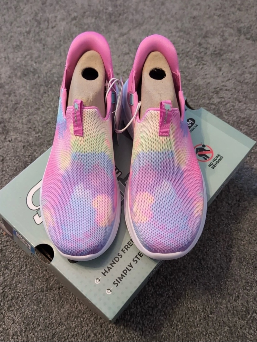 Skechers Pastel Tie-Dye Slip-On Sneakers in Pink, Mint & Lavender - Picture 8 of 8